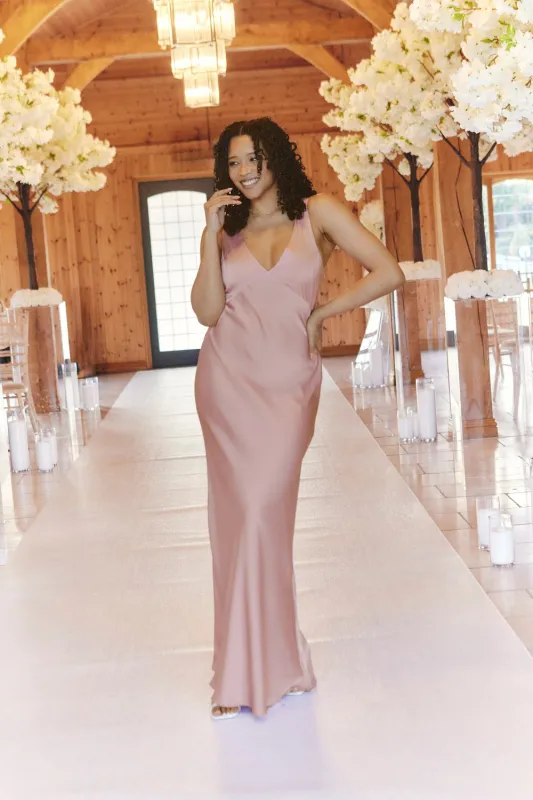 Rose Pink Satin Twist Back Maxi Dress made by In the style
