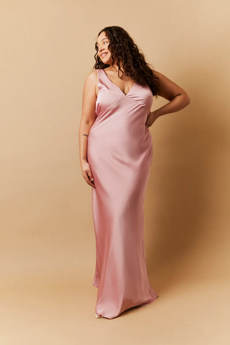 Rose Pink Satin Twist Back Maxi Dress sold by Chi Chi London product image thumbnail 2