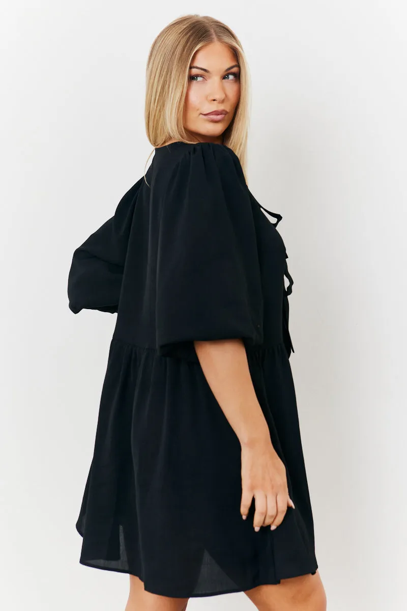 Puff Sleeve Bow Detail Mini Dress sold by Chi Chi London product image thumbnail 4