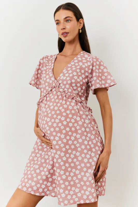 Maternity Floral Print Skater Dress made by In the style