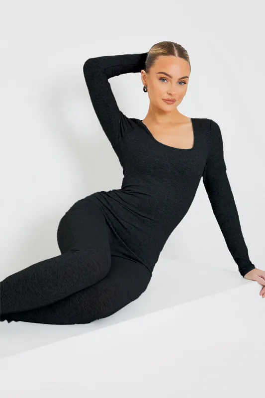 Long Sleeve Scoop Neck Unitard made by In the style