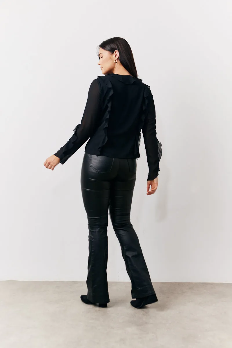 Black Ruffle Chiffon Blouse sold by Chi Chi London product image thumbnail 4
