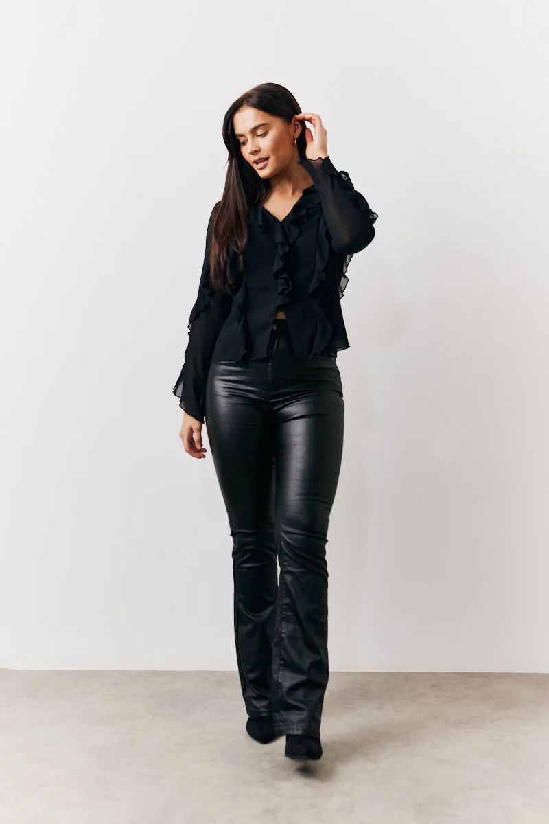 Black Ruffle Chiffon Blouse sold by Chi Chi London product image thumbnail 2