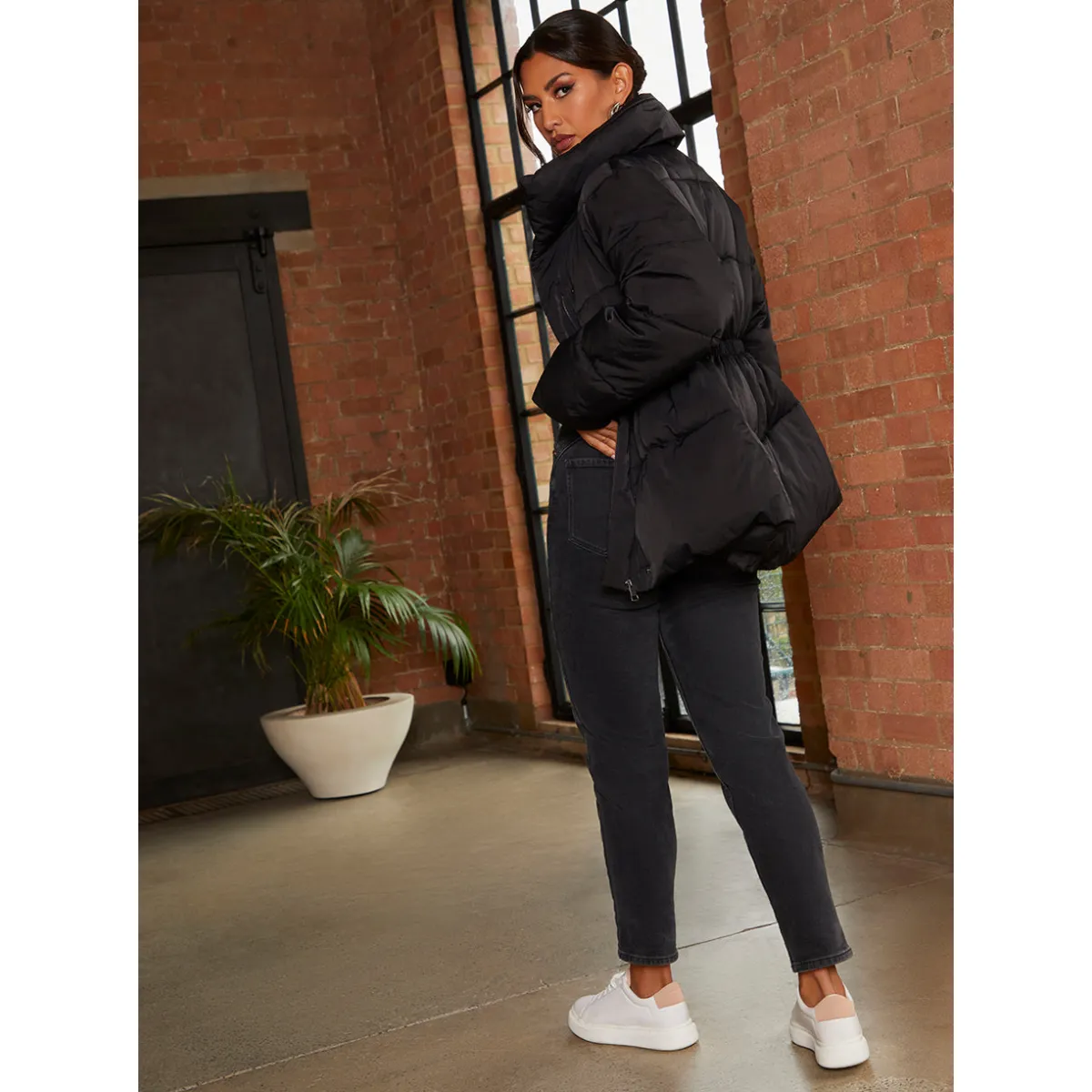 Chi Chi London Shirred Waist Short Padded Jacket in Black sold by Chi Chi London product image thumbnail 3