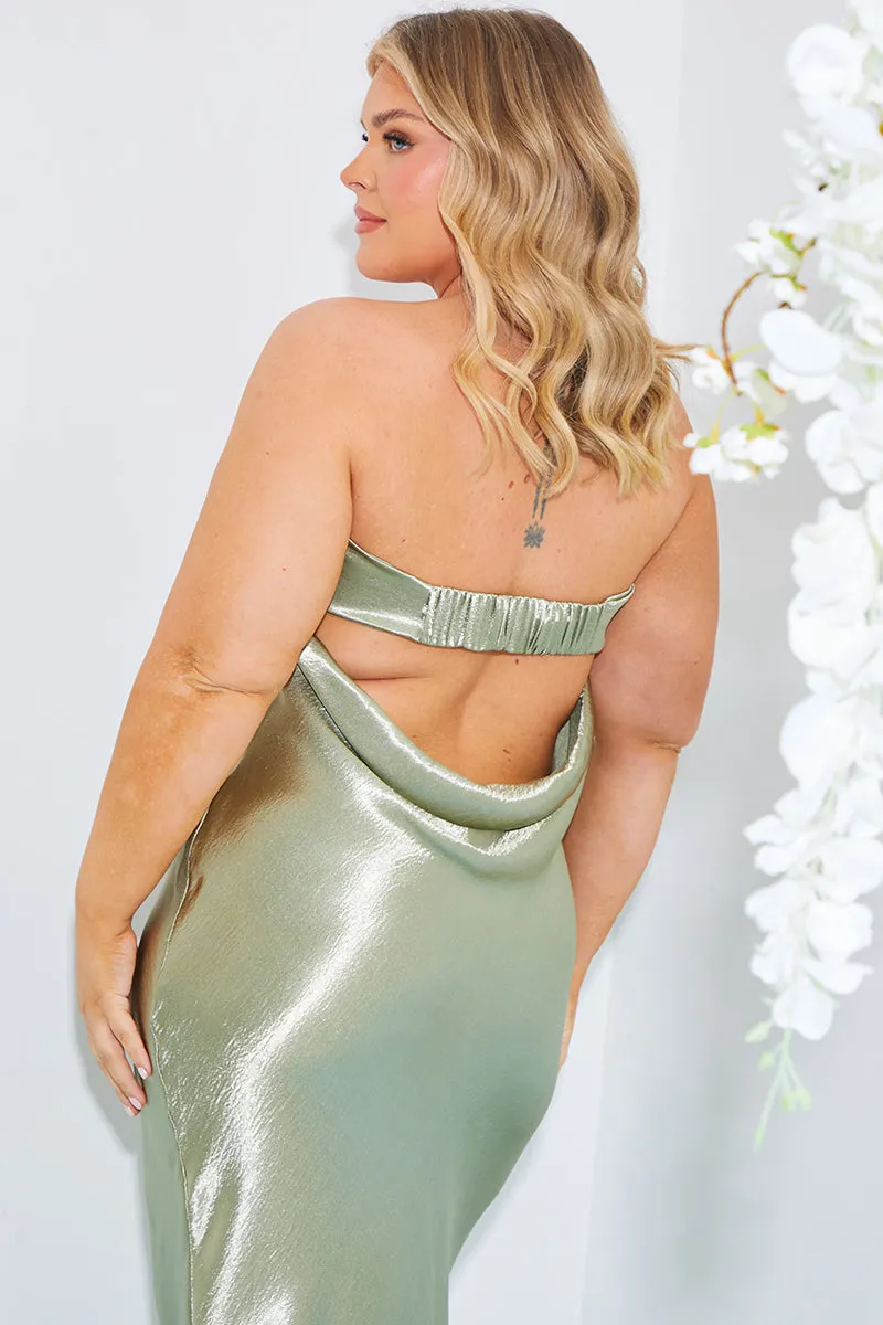 Satin Bandeau Cowl Back Cut Out Maxi Dress sold by Chi Chi London product image thumbnail 5