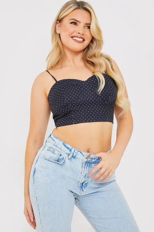 Polka Dot Print Cupped Crop Top made by In the style