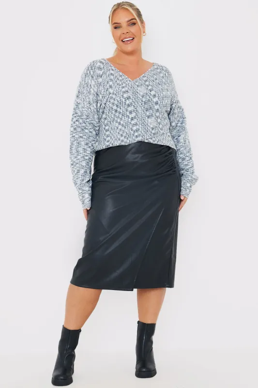 Leather Look Side Split Midi Skirt made by In the style