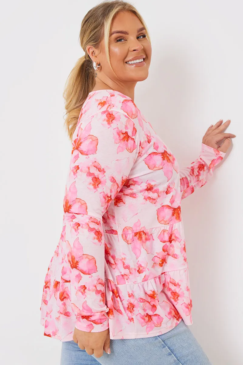 FLORAL TIERED JERSEY SMOCK TOP sold by Chi Chi London product image thumbnail 4
