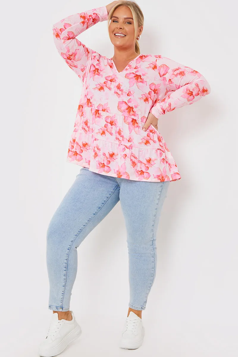 FLORAL TIERED JERSEY SMOCK TOP sold by Chi Chi London product image thumbnail 2