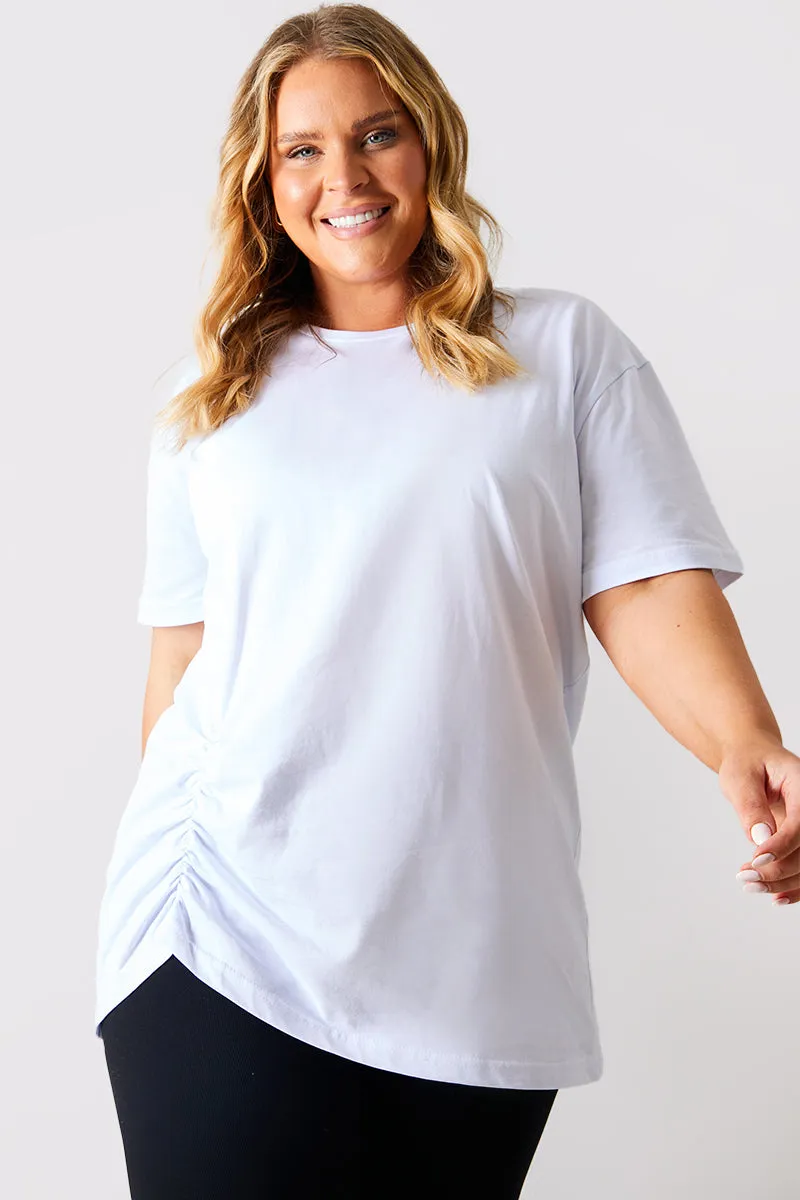Ruched Longline Aysmmetric T-Shirt sold by Chi Chi London product image thumbnail 5