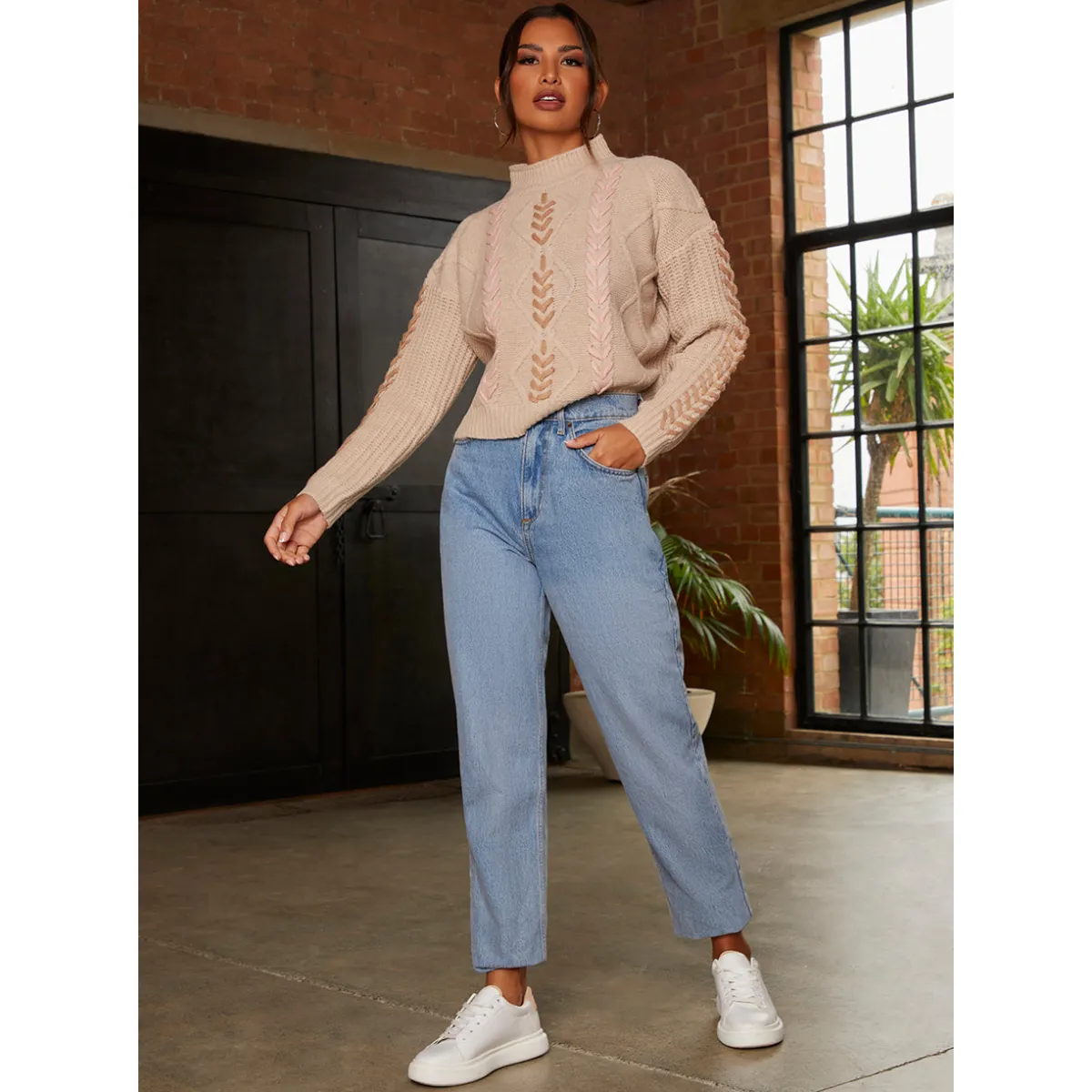 Chi Chi London Contrast Cable Detail Jumper in Cream sold by Chi Chi London product image thumbnail 3