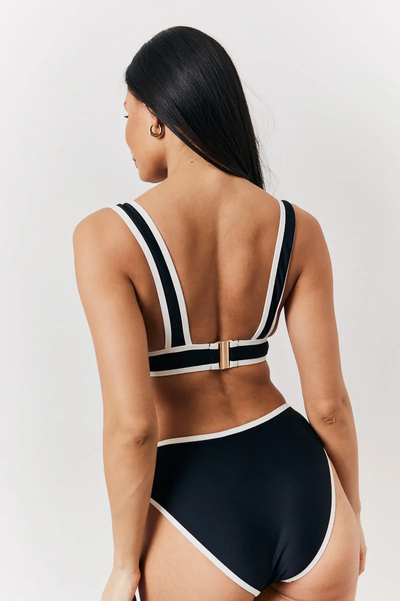 Black Contrast Binding Plunge Bikini Top sold by Chi Chi London product image thumbnail 3
