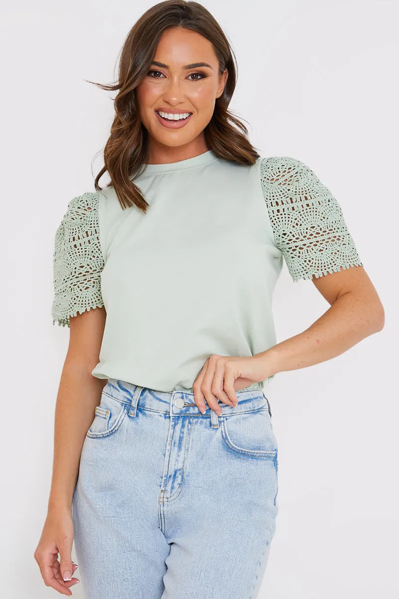 Crochet Sleeve T-Shirt sold by Chi Chi London product image thumbnail 4
