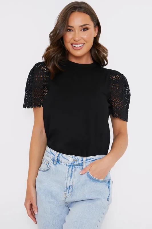 Crochet Sleeve T-Shirt made by In the style