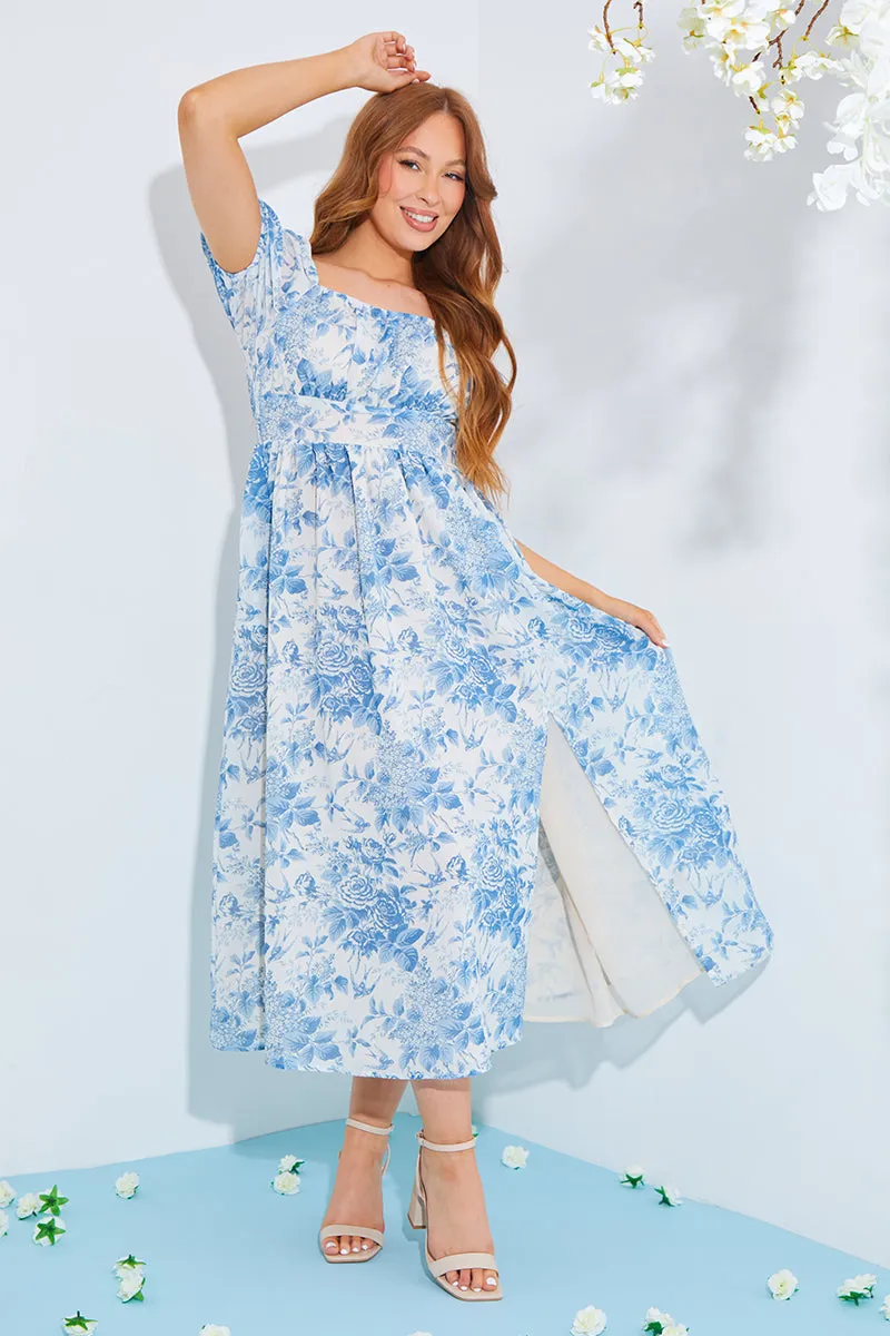 Floral Milkmaid Midi Dress sold by Chi Chi London