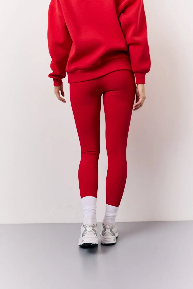 Red High Waisted Sculpt and Control Leggings sold by Chi Chi London product image thumbnail 4