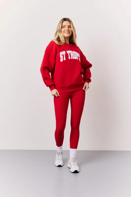 Red High Waisted Sculpt and Control Leggings made by In the style