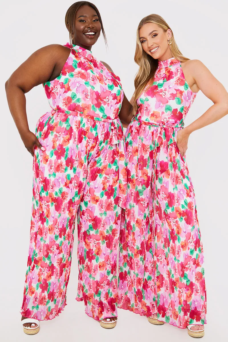 Plisse Sleeveless Wide Leg Jumpsuit sold by Chi Chi London