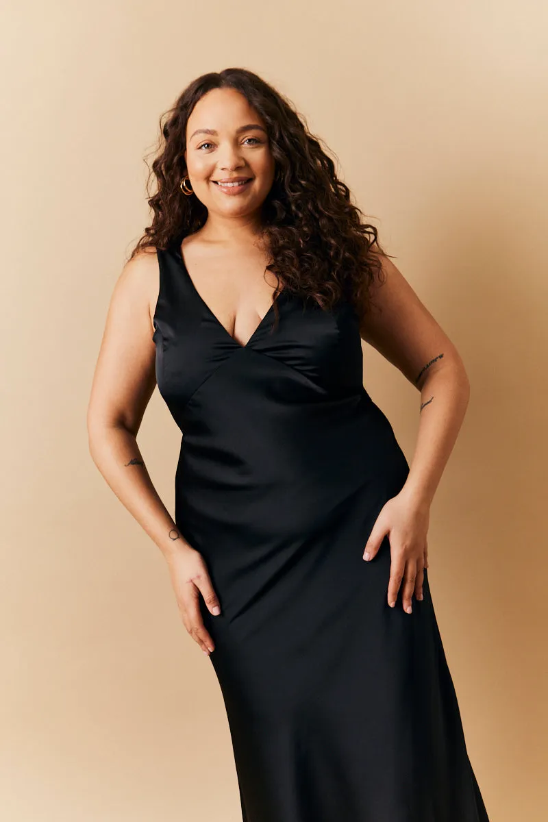 Black Satin Twist Back Maxi Dress sold by Chi Chi London product image thumbnail 4