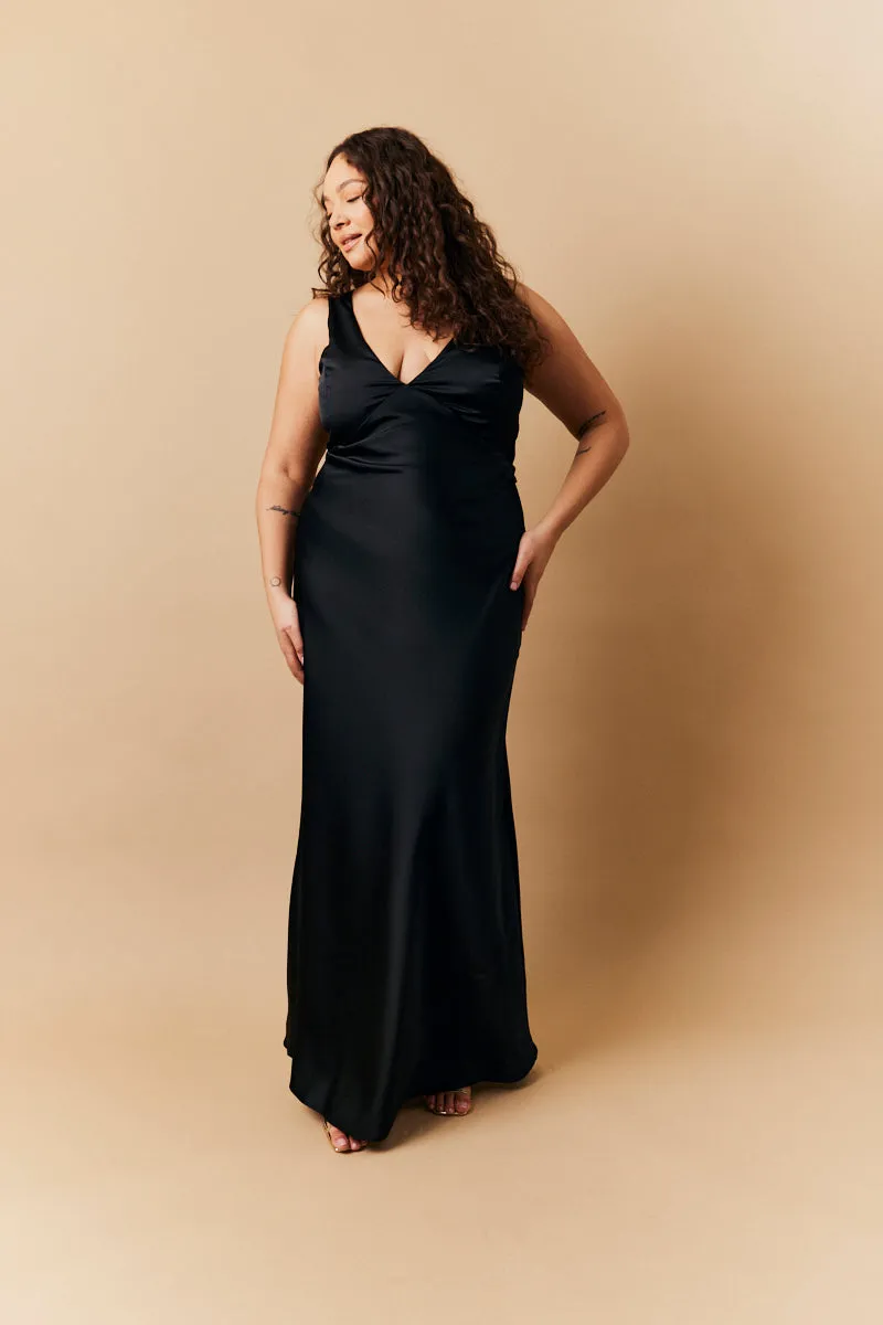 Black Satin Twist Back Maxi Dress sold by Chi Chi London product image thumbnail 2