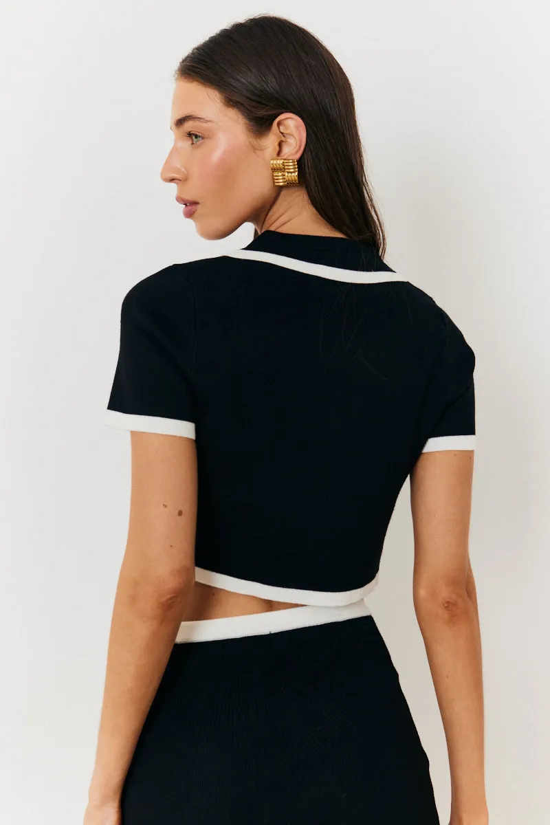 Contrast Piping Knit Co Ord Crop Top sold by Chi Chi London product image thumbnail 4