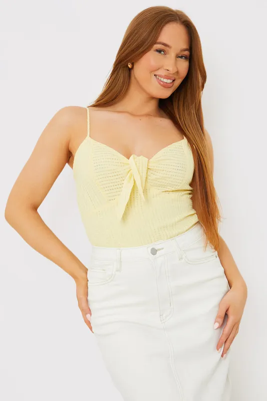 Textured Knot Detail Strappy Bodysuit made by In the style