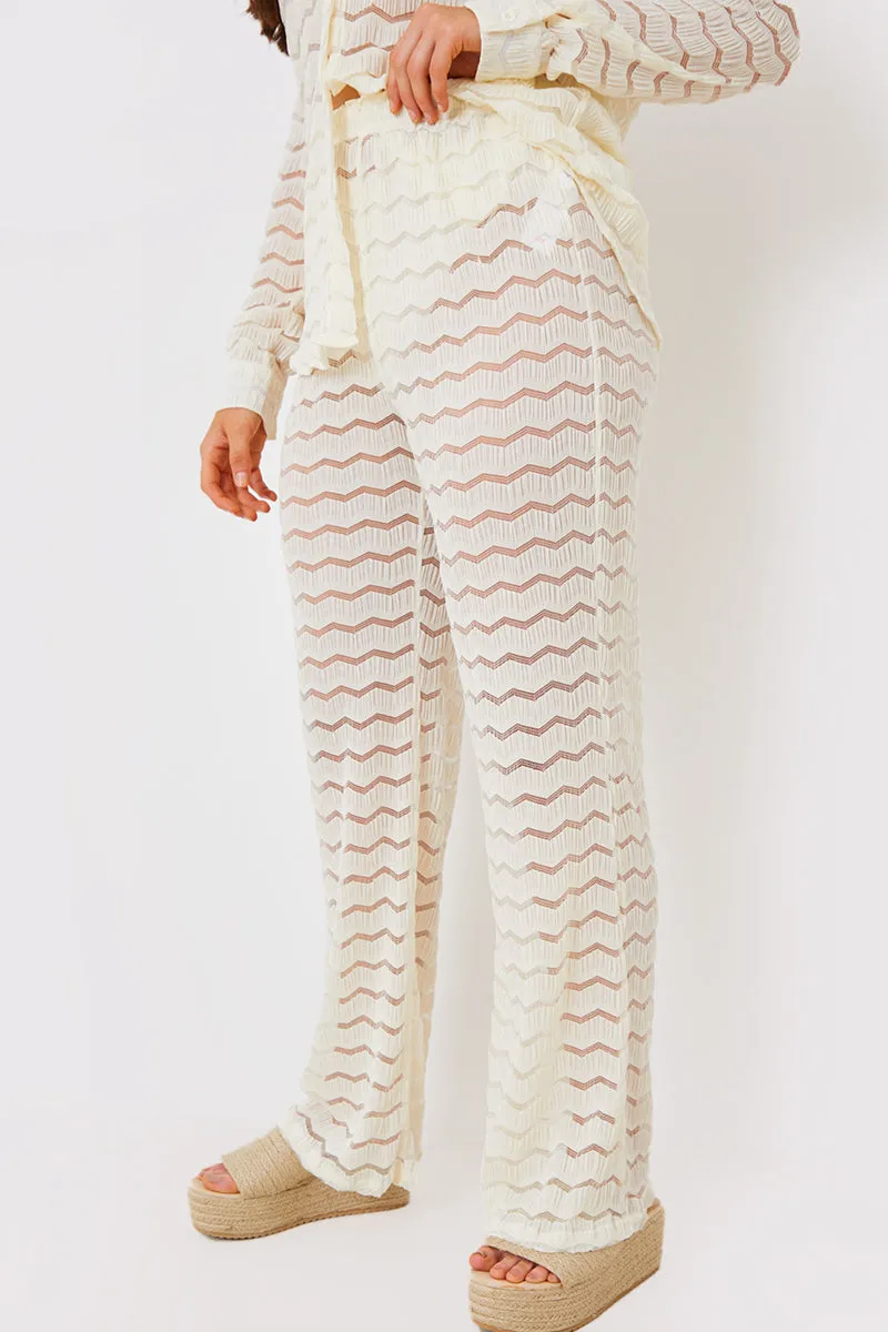 Sheered Chevron Wide Leg Trousers sold by Chi Chi London product image thumbnail 2
