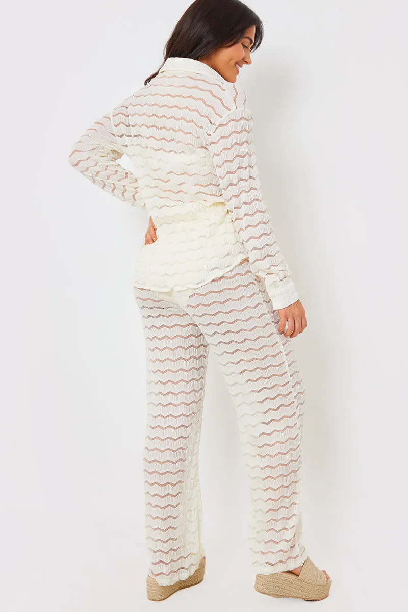 Sheered Chevron Wide Leg Trousers sold by Chi Chi London product image thumbnail 3