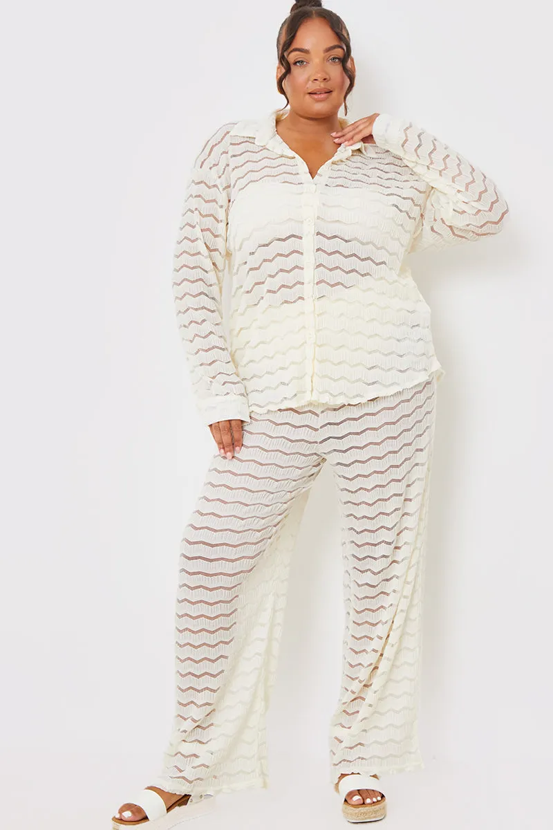 Sheered Chevron Wide Leg Trousers sold by Chi Chi London product image thumbnail 4