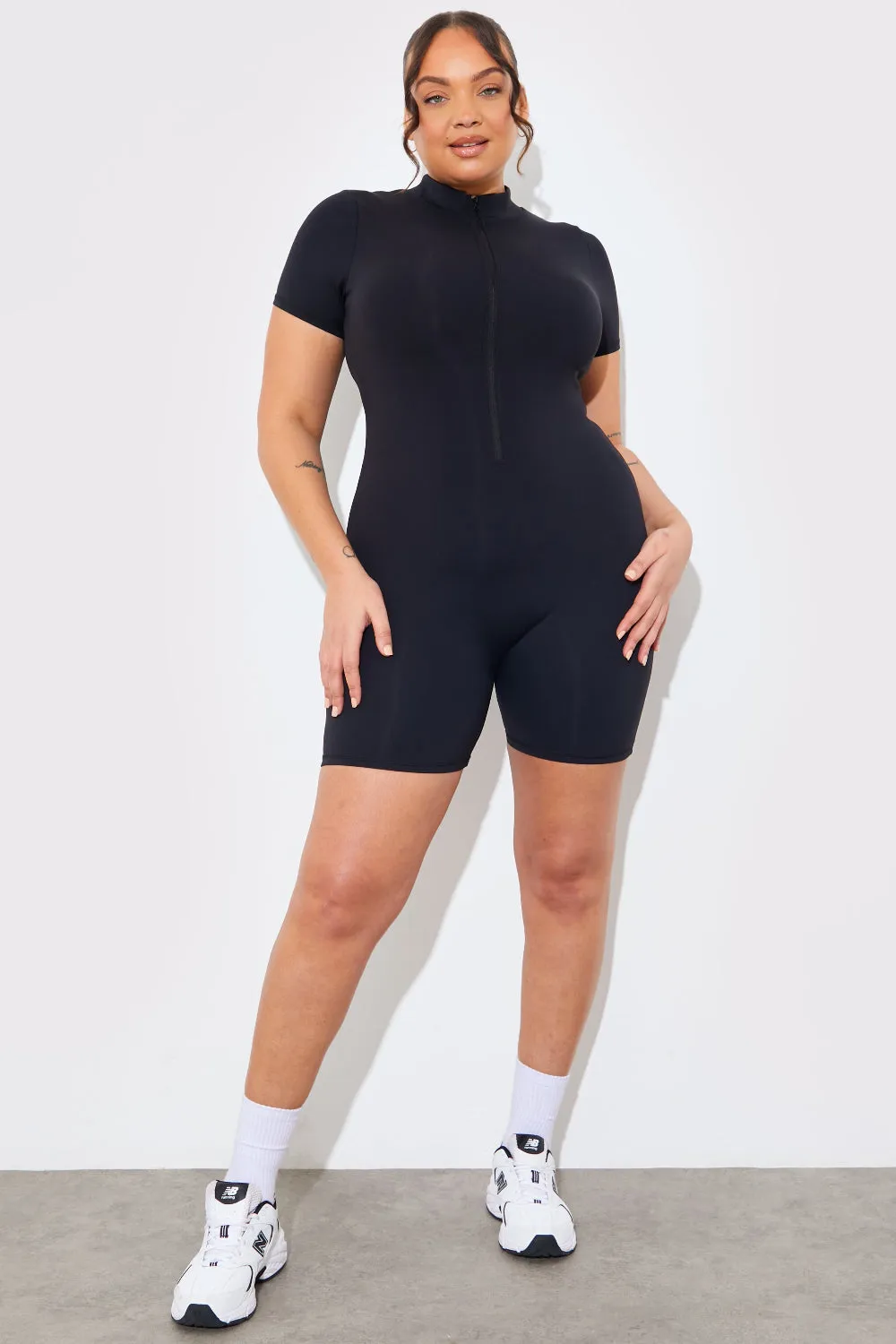 Contour Built-In Bra Short Sleeve Short Leg Half Zip Unitard sold by Chi Chi London product image thumbnail 5