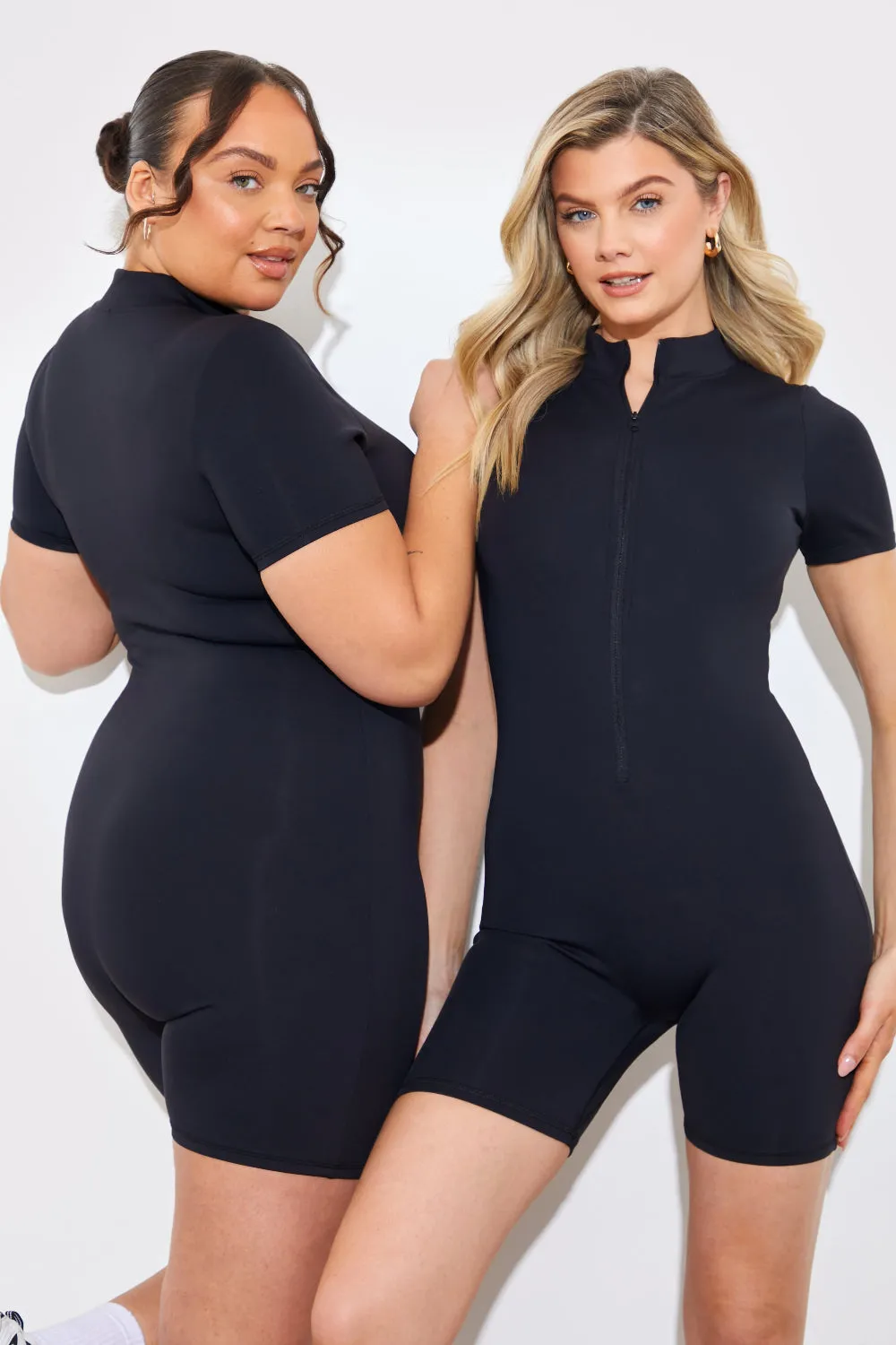 Contour Built-In Bra Short Sleeve Short Leg Half Zip Unitard sold by Chi Chi London product image thumbnail 4