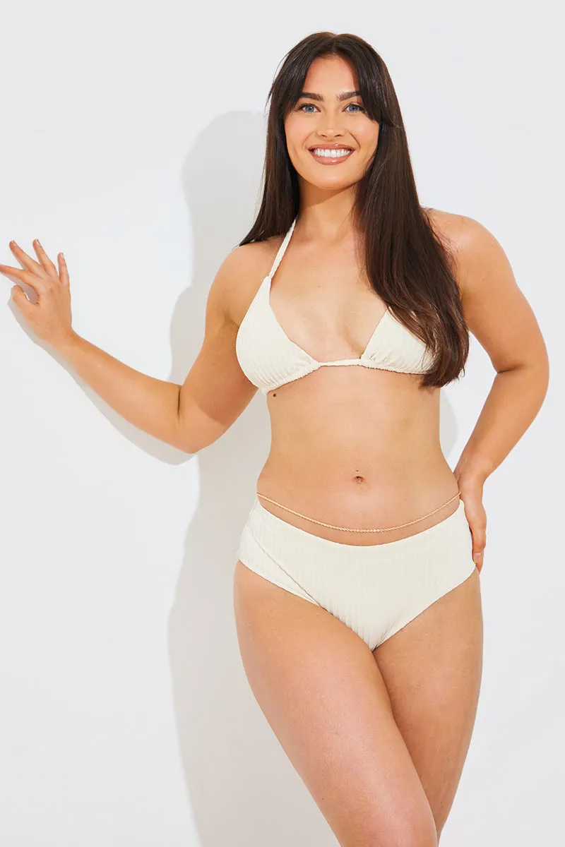 Rib Double Strap Detail Triangle Bikini Top sold by Chi Chi London