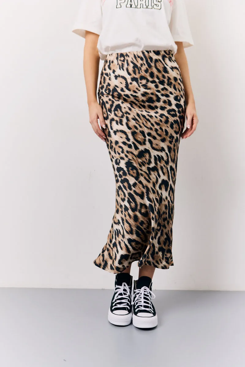 Brown Leopard Print Satin Midaxi Skirt sold by Chi Chi London product image thumbnail 2