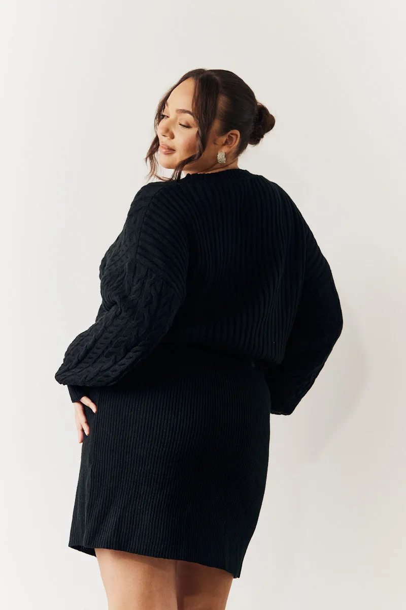 Black Cable Knitted Diamante Button Mini Dress sold by Chi Chi London product image thumbnail 4