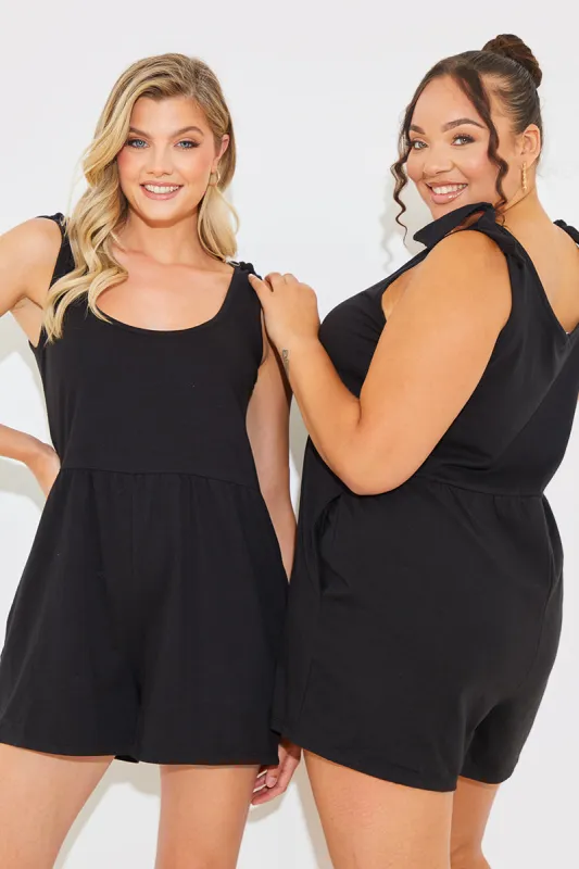 Tie Shoulder Fuller Short Playsuit made by In the style