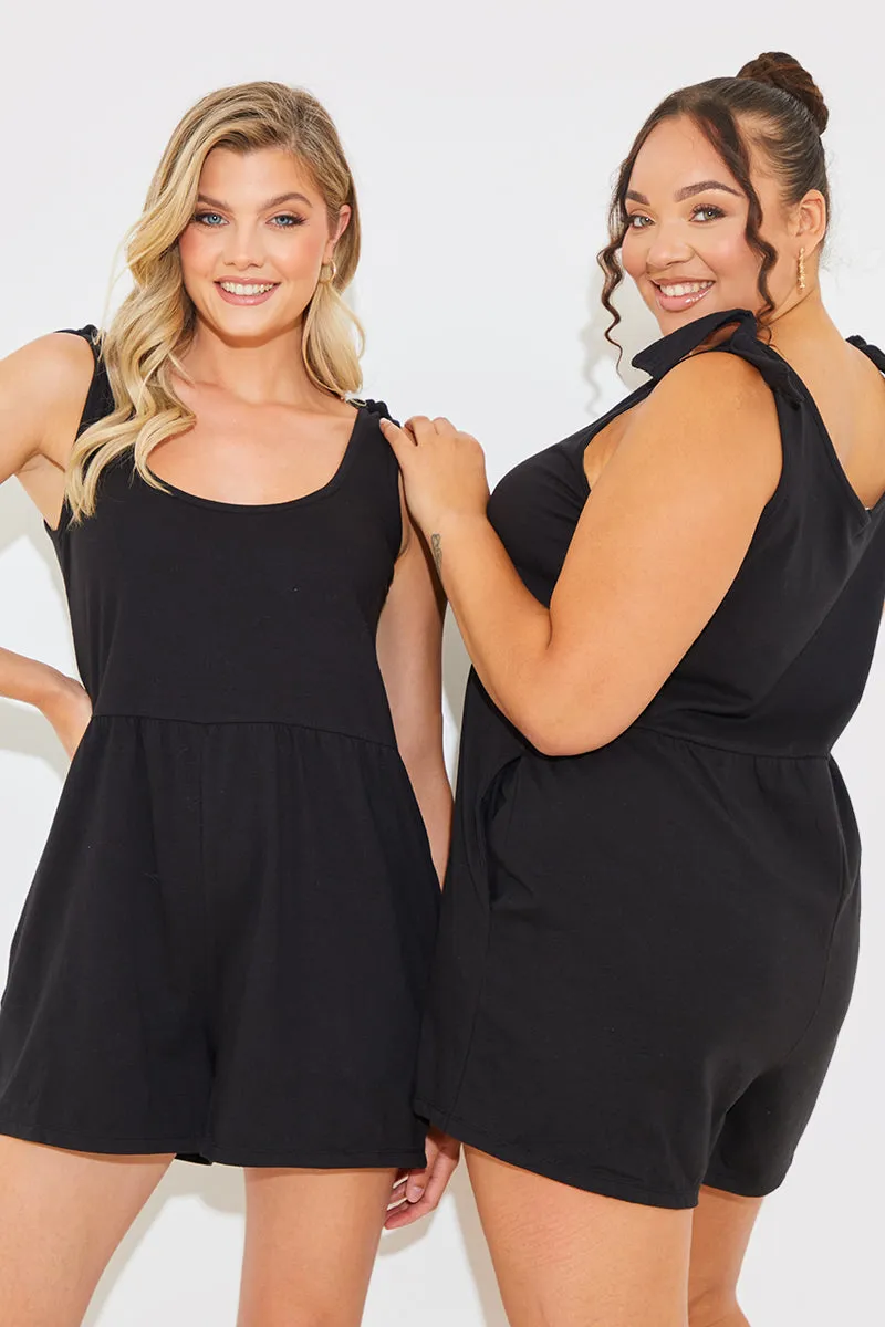 Tie Shoulder Fuller Short Playsuit sold by Chi Chi London