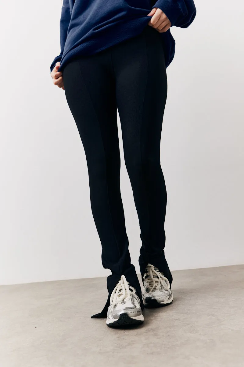 Black Sculpt & Control High Waisted Split Hem Ribbed Legging sold by Chi Chi London product image thumbnail 5