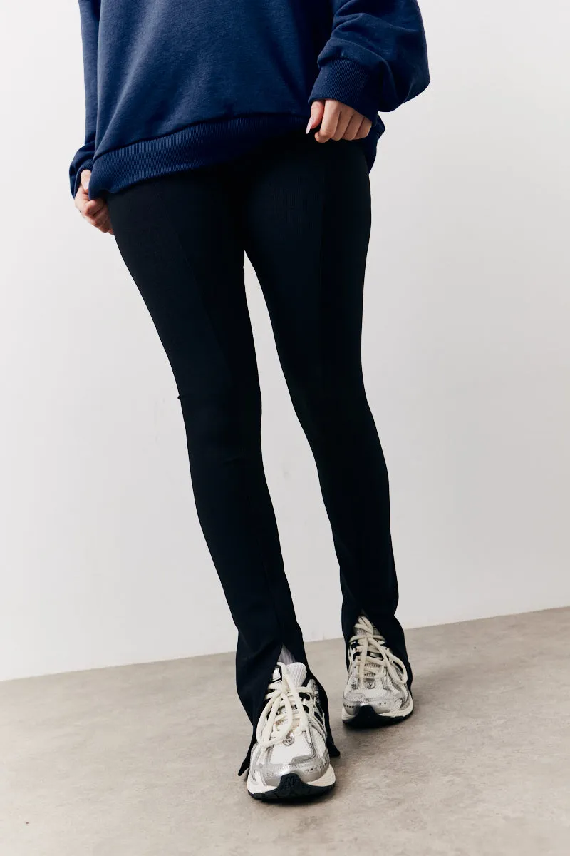 Black Sculpt & Control High Waisted Split Hem Ribbed Legging sold by Chi Chi London product image thumbnail 2