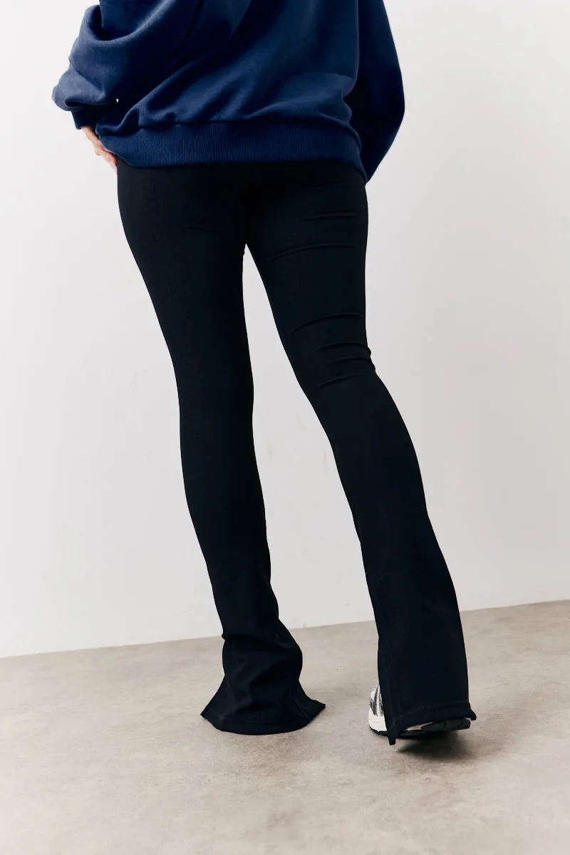 Black Sculpt & Control High Waisted Split Hem Ribbed Legging sold by Chi Chi London product image thumbnail 3