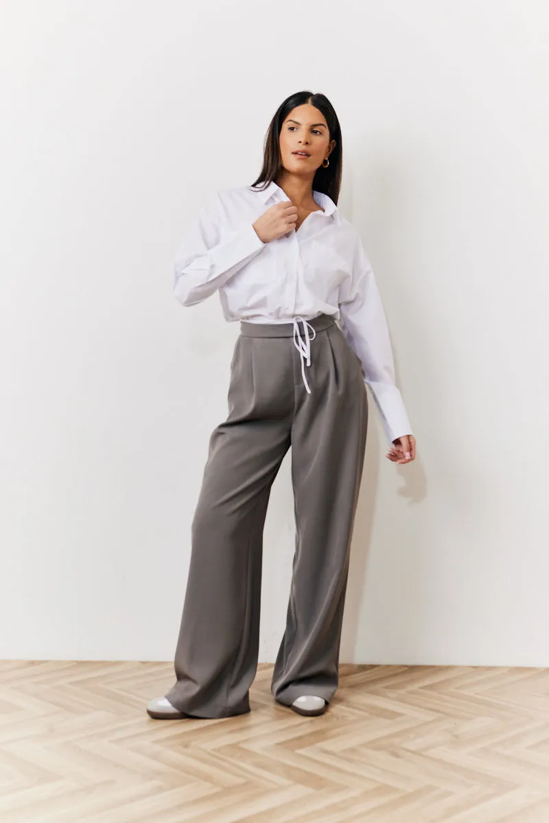 Grey Waistband Detail Tailored Trouser sold by Chi Chi London