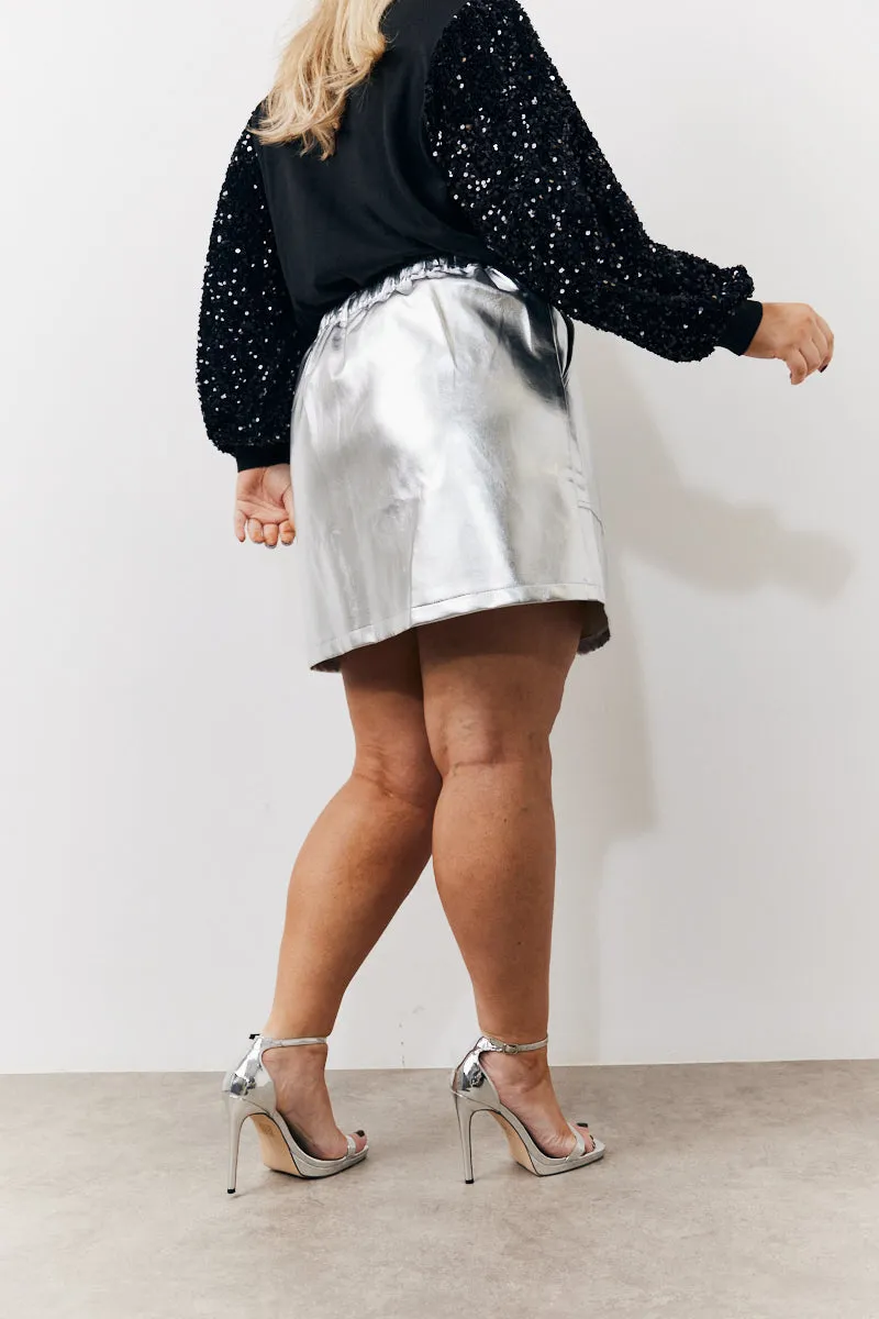 Silver Metallic Mini Skirt sold by Chi Chi London product image thumbnail 4