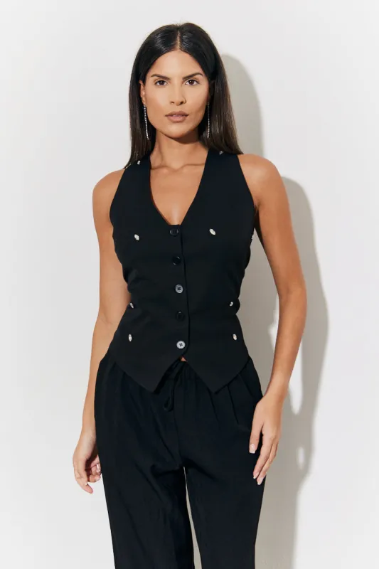 Black Embellished Waistcoat made by In the style