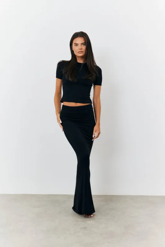 Sculpting Fold Over Waistband Maxi Skirt made by In the style