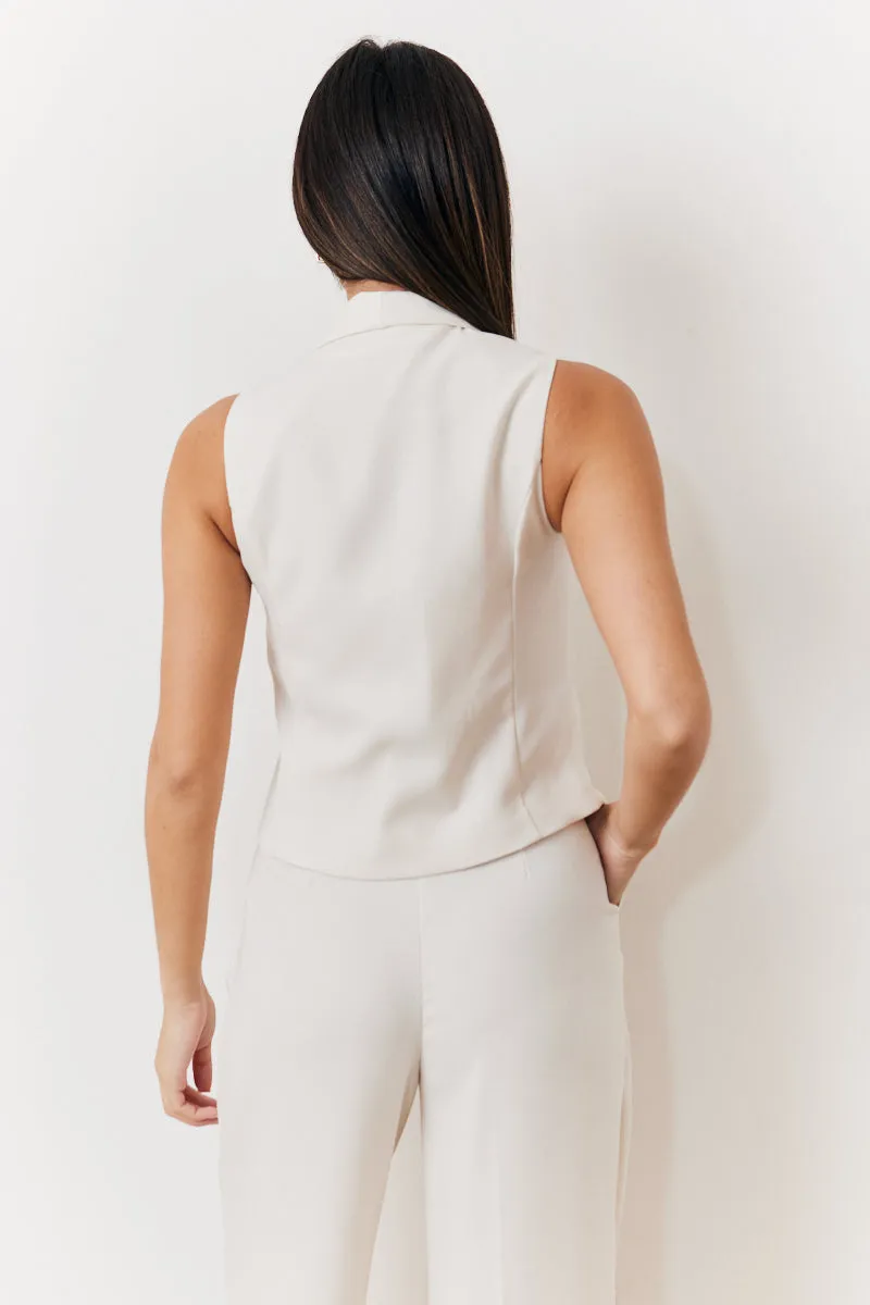 Cream Tux Waistcoat sold by Chi Chi London product image thumbnail 3