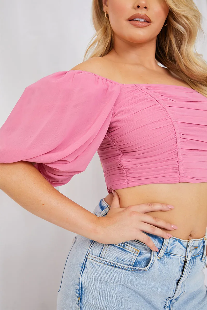 Chiffon Bandeau Balloon Sleeve Top sold by Chi Chi London product image thumbnail 3