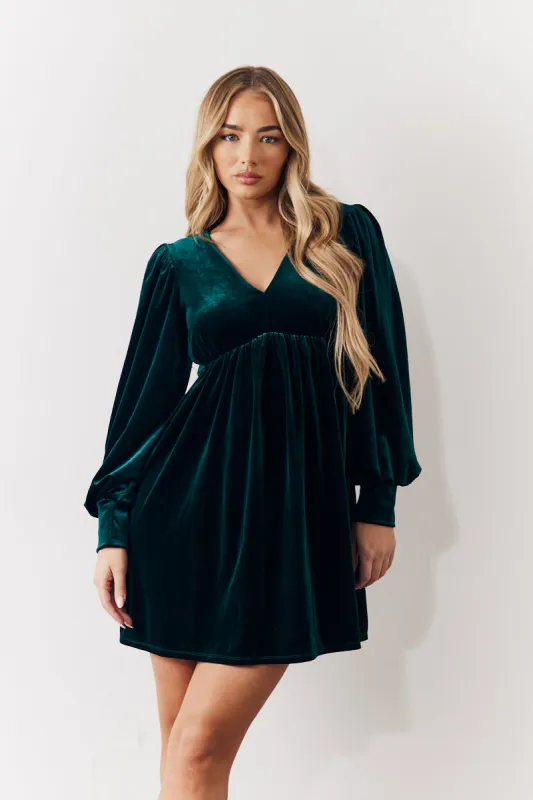 Velvet Smock Mini Dress made by In the style