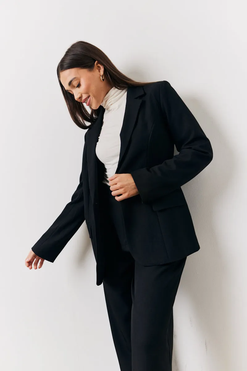 Black Relaxed Pocket Detail Blazer sold by Chi Chi London
