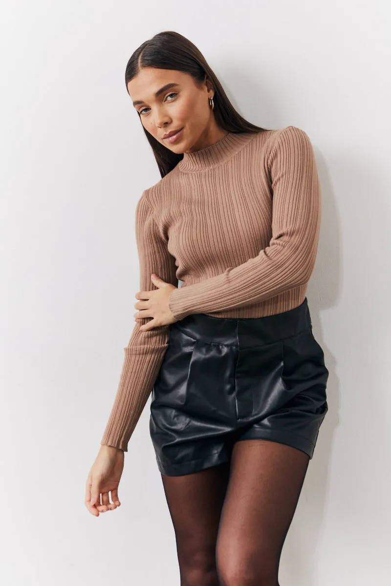 High Neck Variegated Rib Knit Bodysuit sold by Chi Chi London
