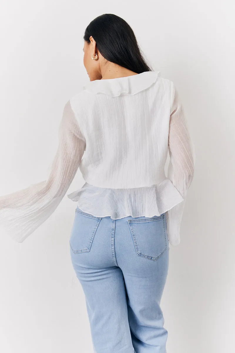 White Chiffon Frill Blouse sold by Chi Chi London product image thumbnail 3