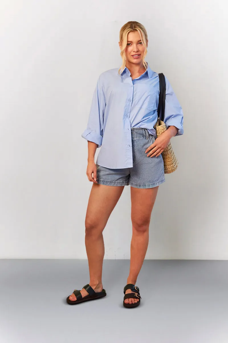 Light Blue Denim Paper Bag Shorts sold by Chi Chi London product image thumbnail 4